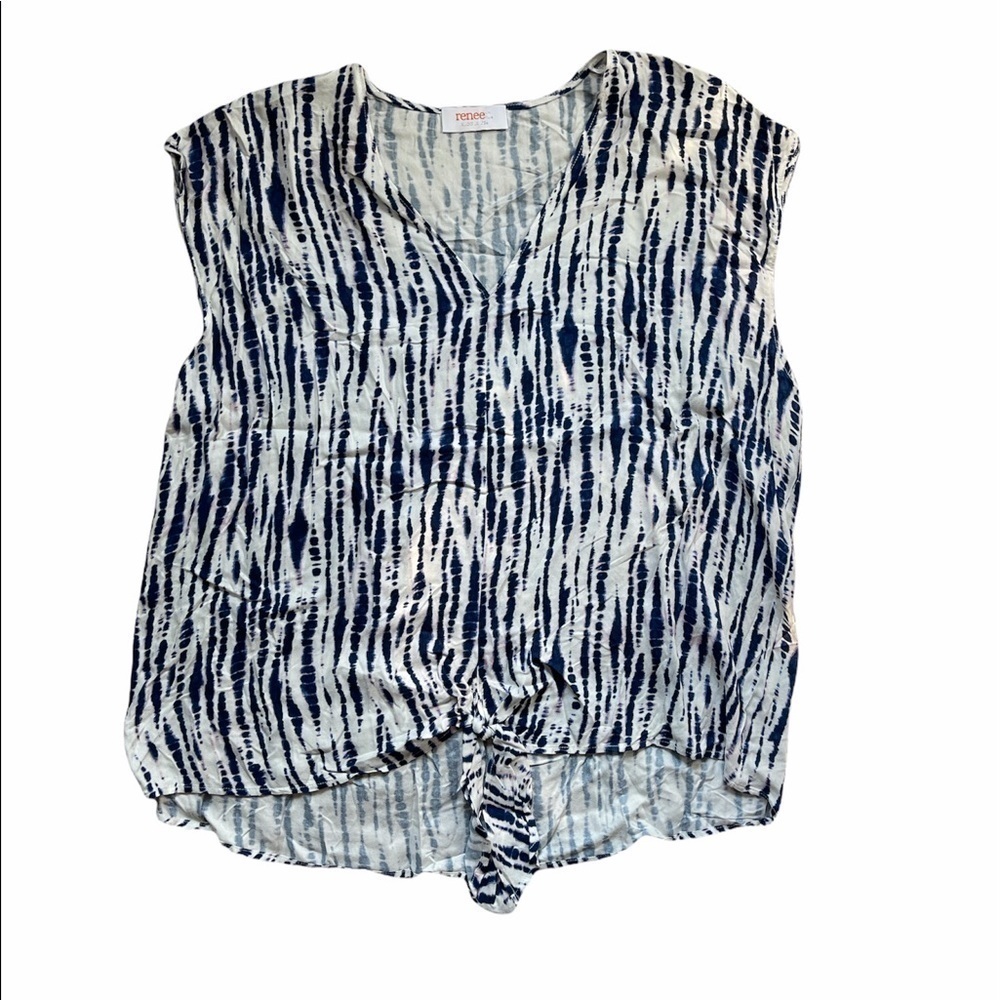 RENEE BRAND TIE-DYE PRINT SLEEVELESS BLOUSE
